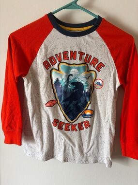 Adventure Seeker Long Sleeve Tee - Orange/White